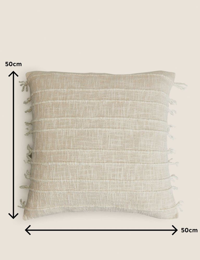 Cotton Rich Striped Tasselled Cushion 7 of 7