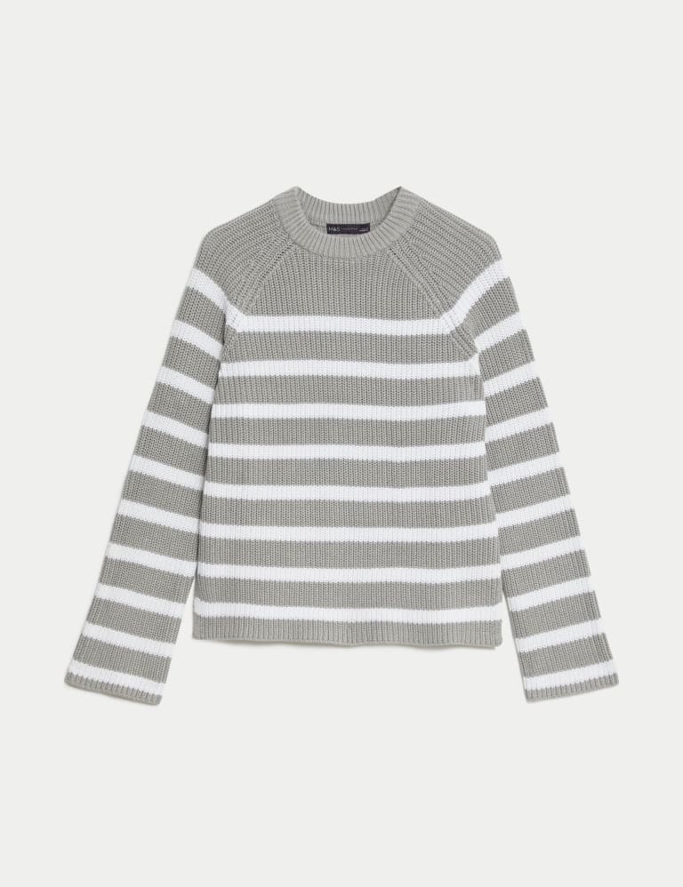 Cotton Rich Striped Textured Jumper 2 of 6