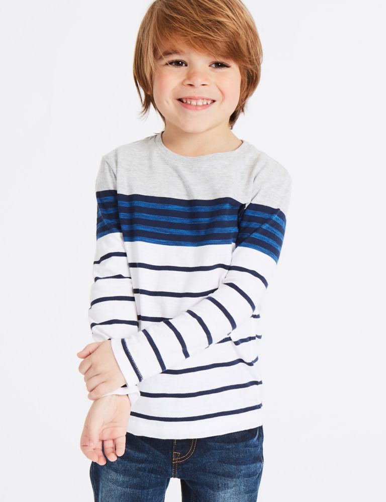 Cotton Rich Striped Top (3 Months - 7 Years) 1 of 6