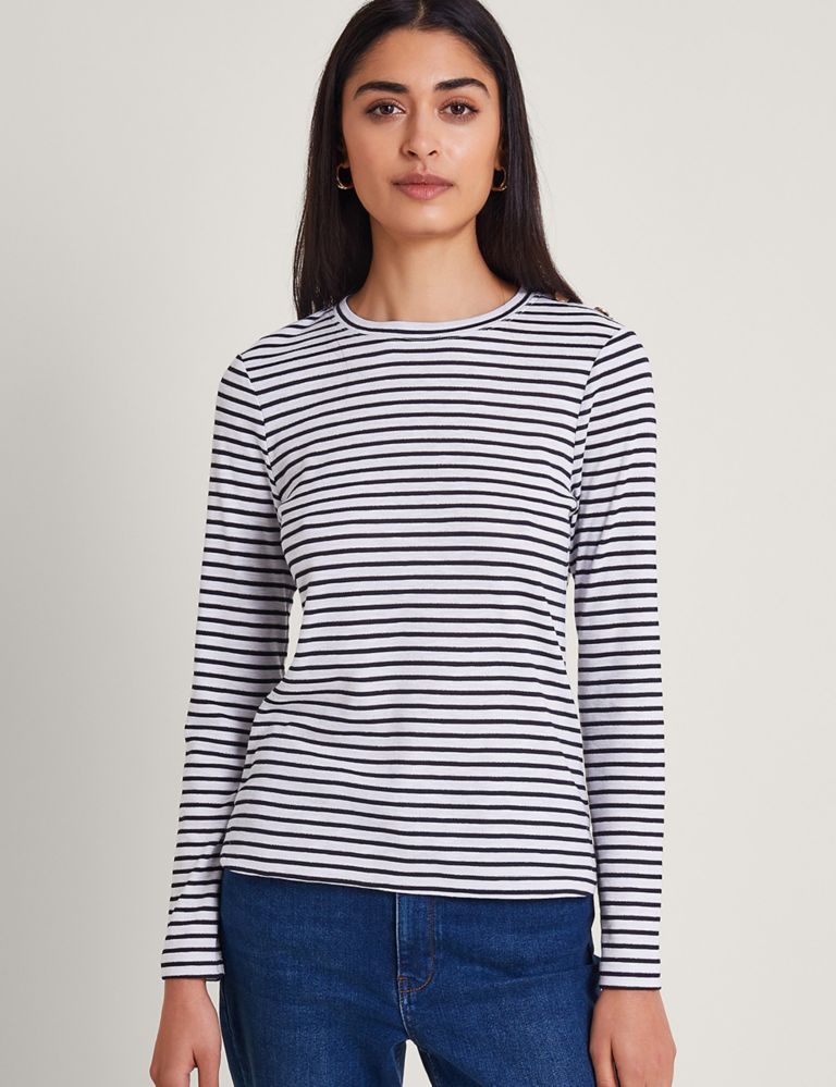 Cotton Rich Striped Top 1 of 5