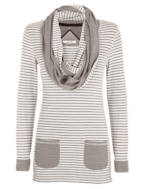 Cotton Rich Striped Tunic with Scarf Image 2 of 6
