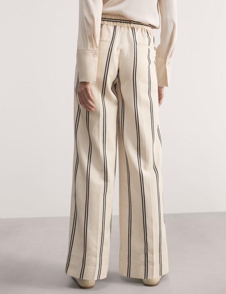 Cotton Rich Striped Wide Leg Trousers 6 of 7