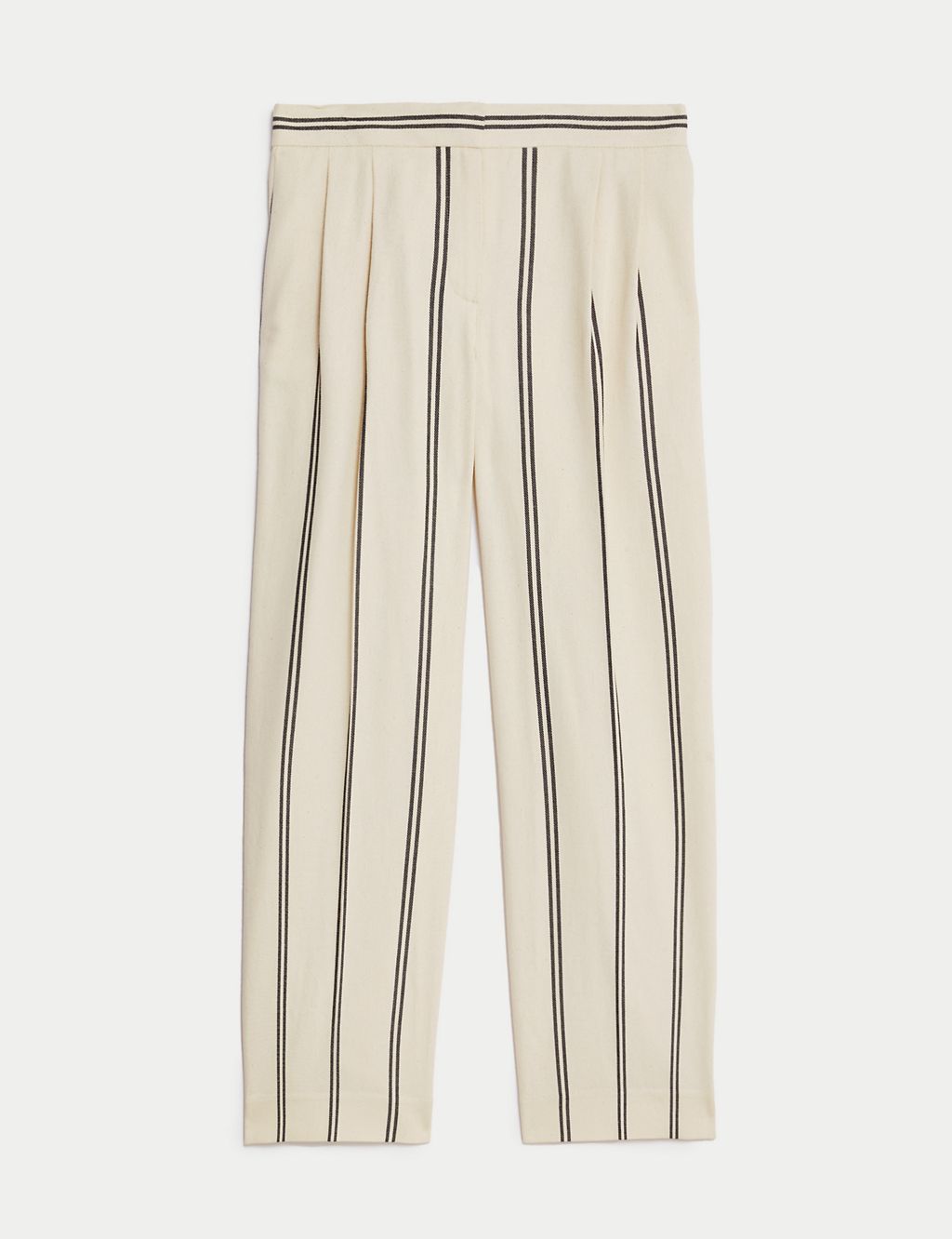 Cotton Rich Striped Wide Leg Trousers 1 of 7