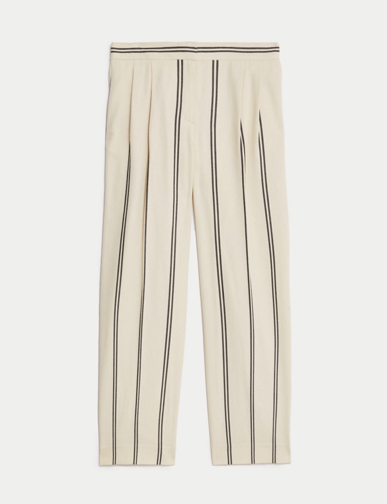 Cotton Rich Striped Wide Leg Trousers 2 of 7