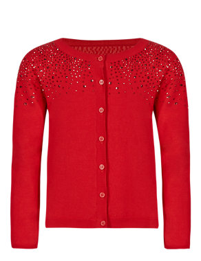 Cotton Rich Studded Cardigan (5-14 Years) Image 2 of 4