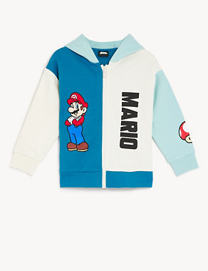 Cotton Rich Super Mario™ Zip Hoodie (2-8 Yrs) Image 2 of 6