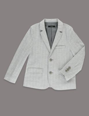 Cotton Rich Supercrease™ Striped Blazer with Linen (1-7 Years) Image 2 of 6