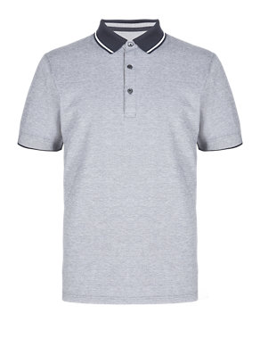 Cotton Rich Tailored Fit Birdseye Piqué Polo Shirt Image 2 of 4