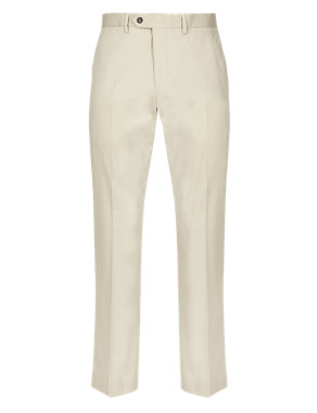 Cotton Rich Tailored Fit Flat Front Trousers Image 2 of 3