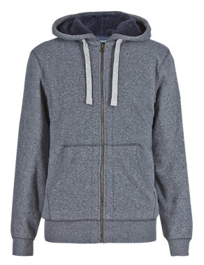 Cotton Rich Tailored Fit Hooded Fleece Top Image 2 of 3