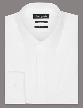 Cotton Rich Tailored Fit Shirt with Stretch Image 2 of 7