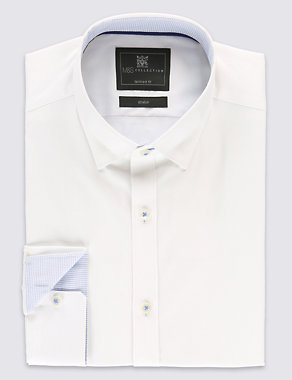Cotton Rich Tailored Fit Stretch Shirt Image 2 of 6