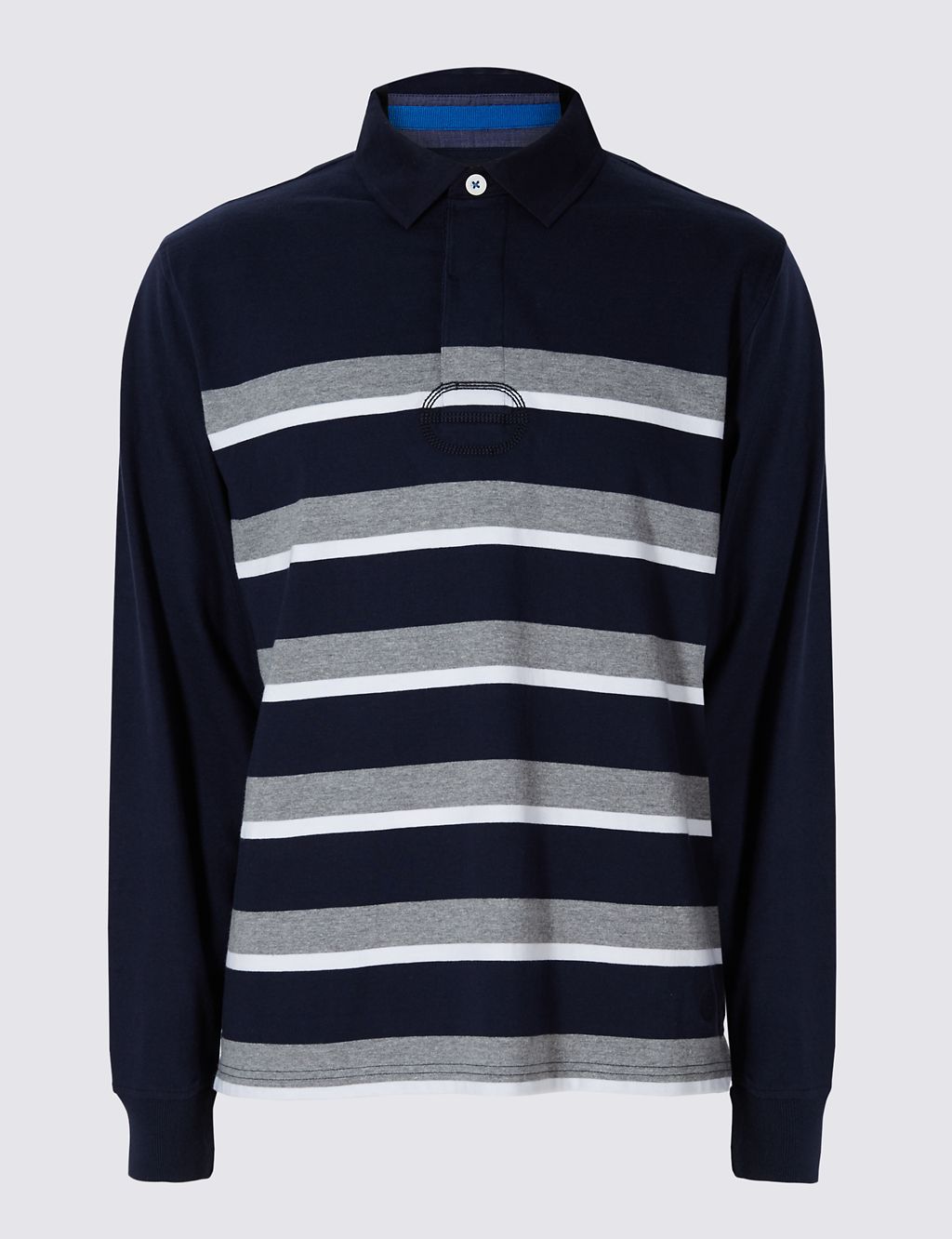 Cotton Rich Tailored Fit Striped Rugby Top 1 of 5