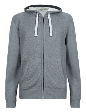 Cotton Rich Tailored Fit Textured Hooded Top Image 2 of 4