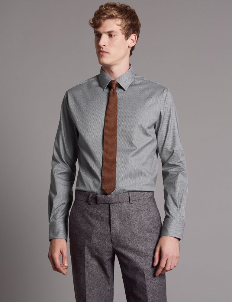 Cotton Rich Tailored Fit Textured Shirt 1 of 5