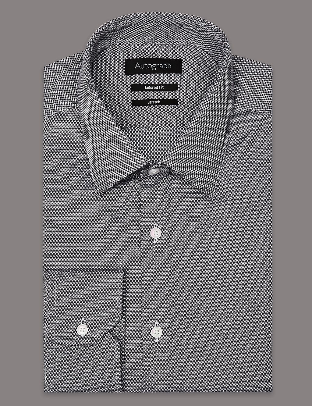 Cotton Rich Tailored Fit Textured Shirt 1 of 5