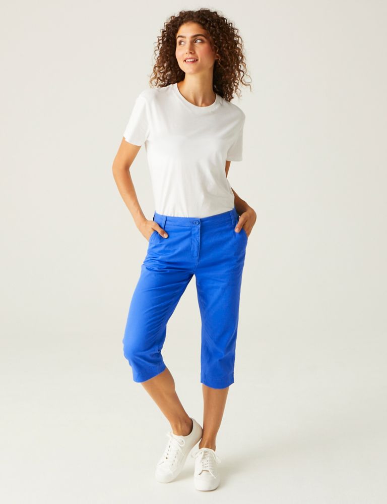 Cotton Rich Tapered Cropped Trousers 1 of 5