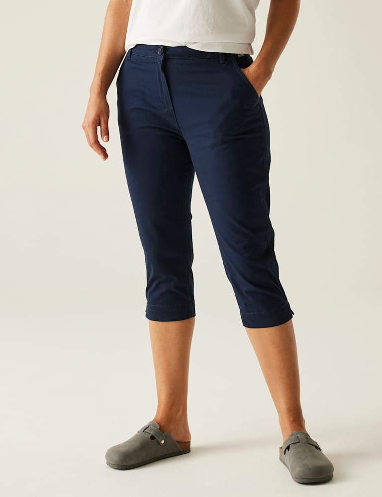 Cotton Rich Tapered Cropped Trousers 1 of 5