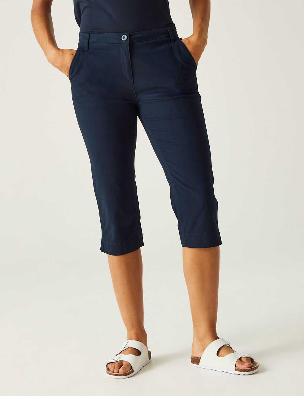 Cotton Rich Tapered Cropped Trousers 2 of 5
