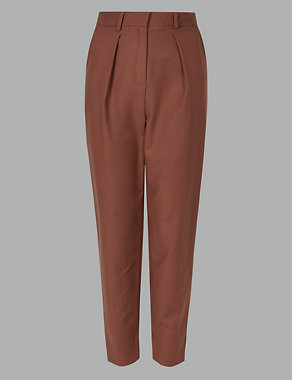 Cotton Rich Tapered Leg Peg Trousers Image 2 of 5