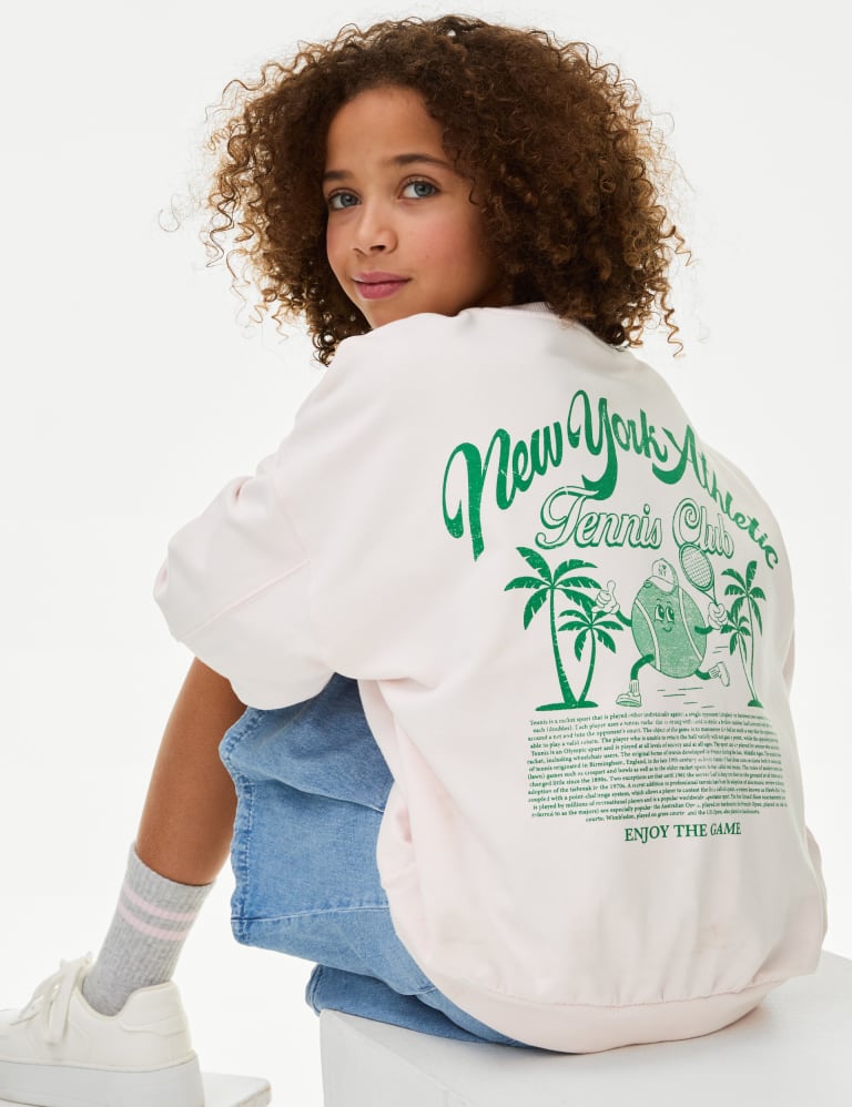 Cotton Rich Tennis Graphic Sweatshirt (6-16 Yrs) 1 of 4