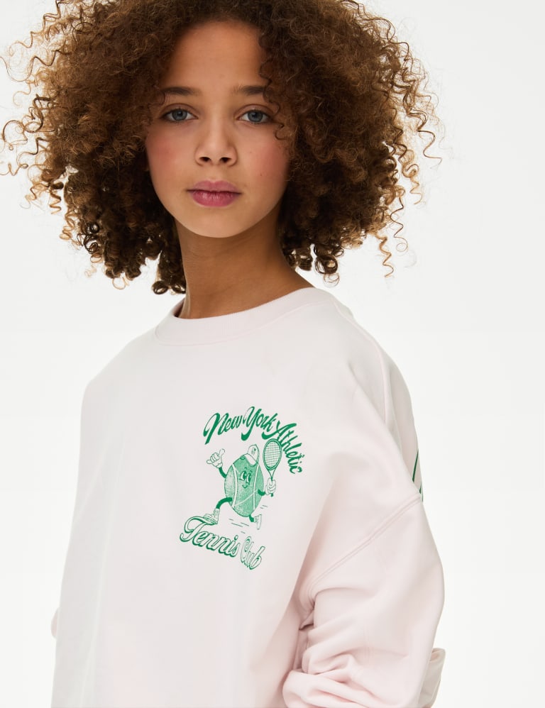 Cotton Rich Tennis Graphic Sweatshirt (6-16 Yrs)