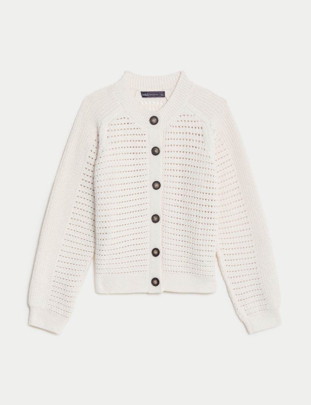 Buy Cotton Rich Textured Crew Neck Cardigan | M&S Collection | M&S