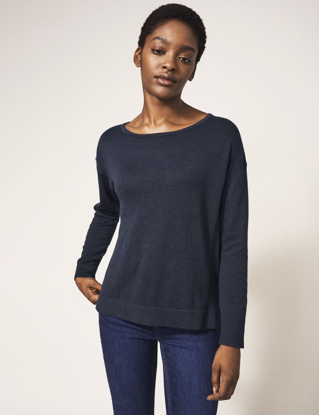 Cotton Rich Textured Crew Neck Jumper 3 of 7