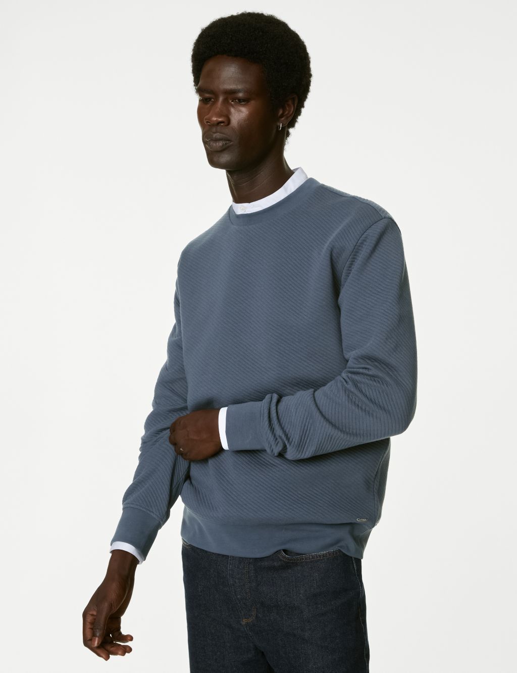 Cotton Rich Textured Crewneck Sweatshirt 4 of 5