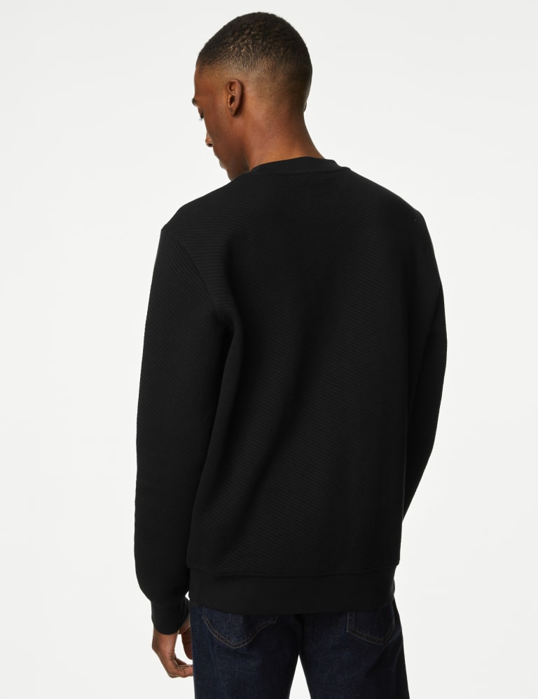 Cotton Rich Textured Crewneck Sweatshirt