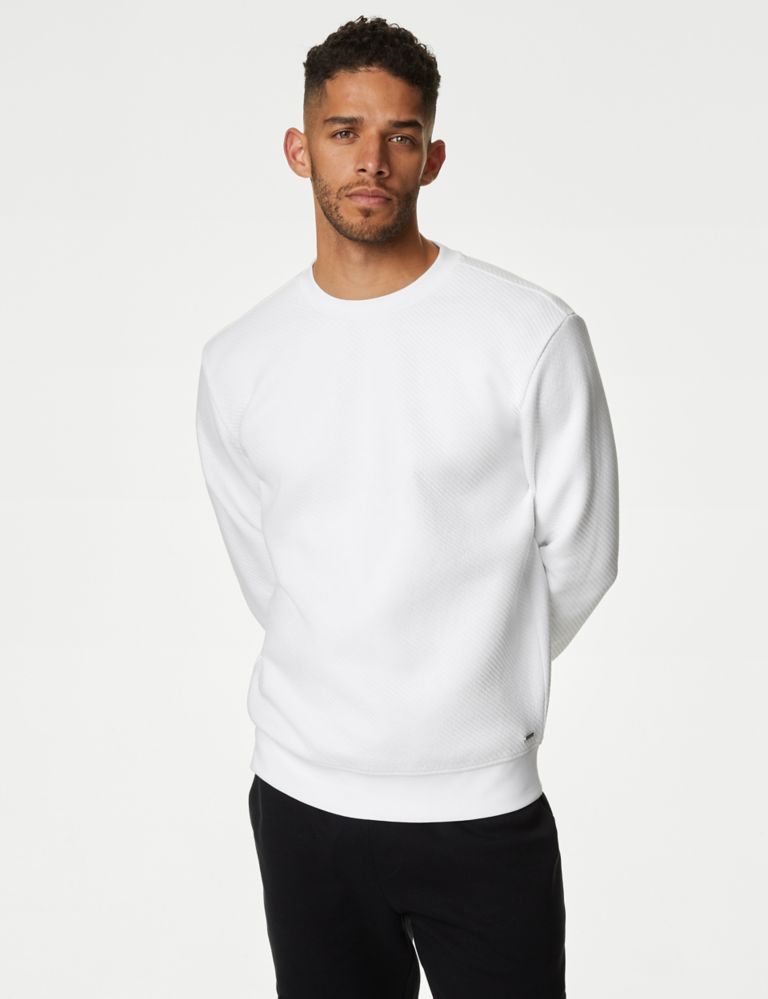 Cotton Rich Textured Crewneck Sweatshirt 1 of 6