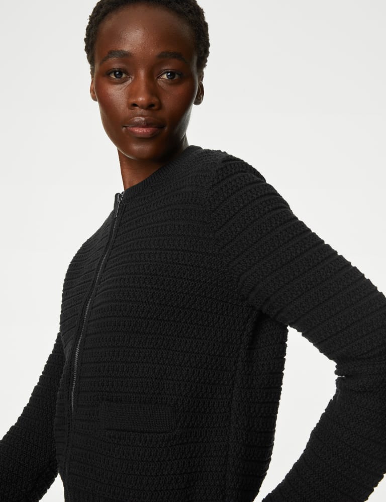Cotton Rich Textured Knitted Jacket M S Collection M S
