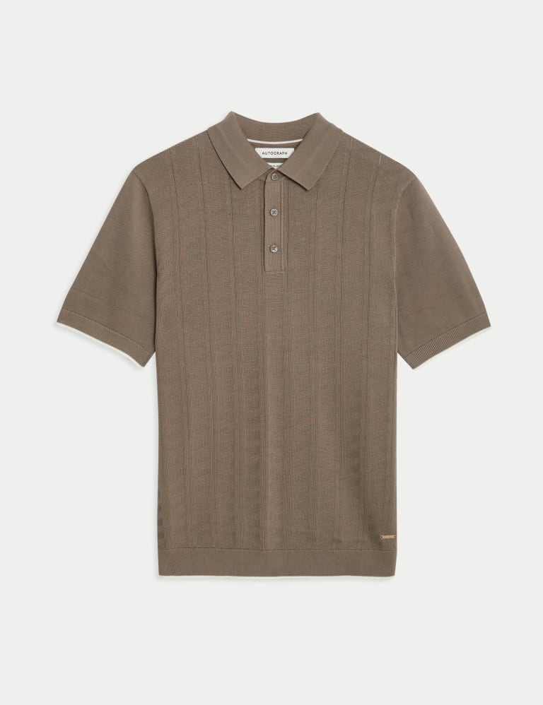 Cotton Rich Textured Knitted Polo Shirt 2 of 5