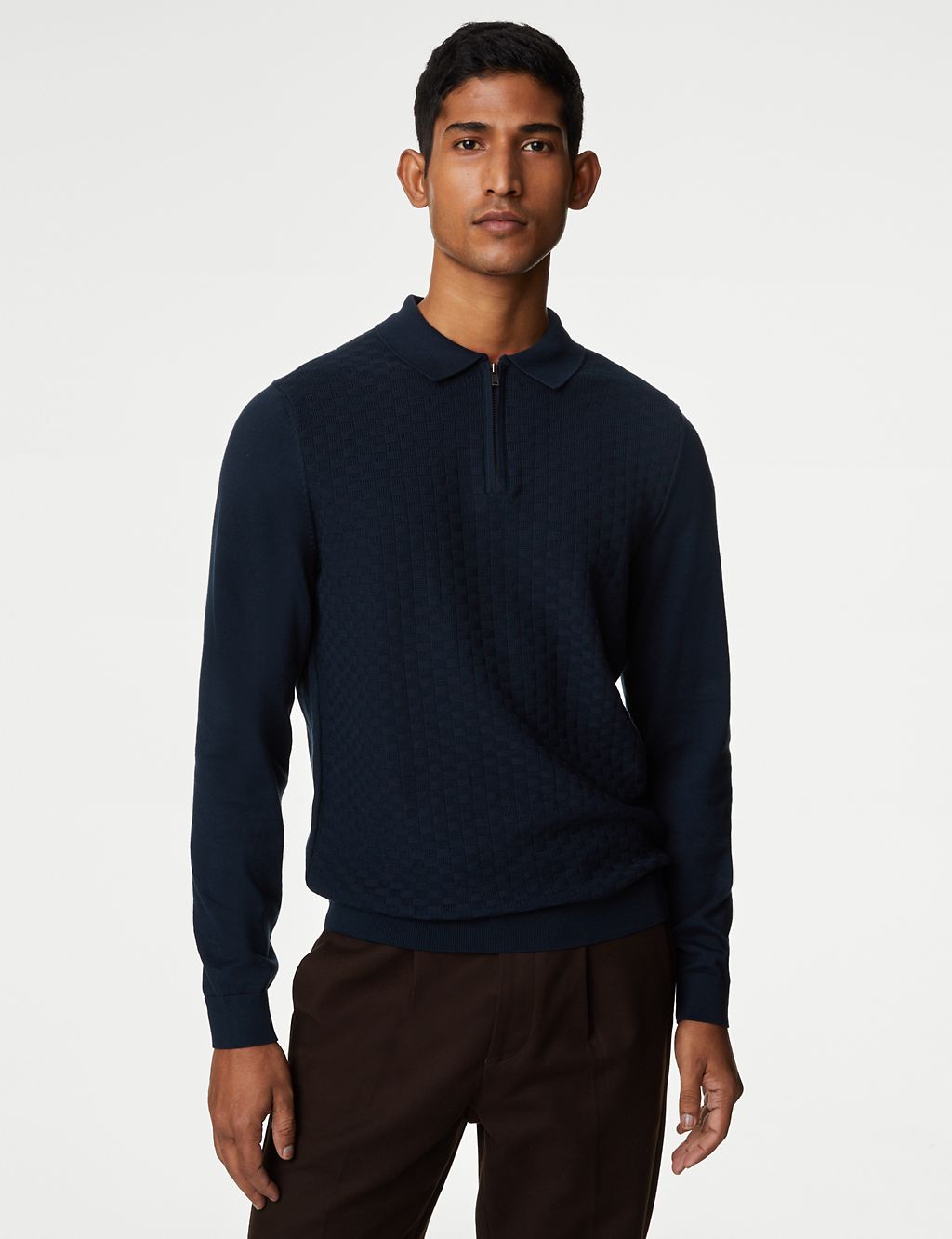 Cotton Rich Textured Knitted Polo Shirt 3 of 5