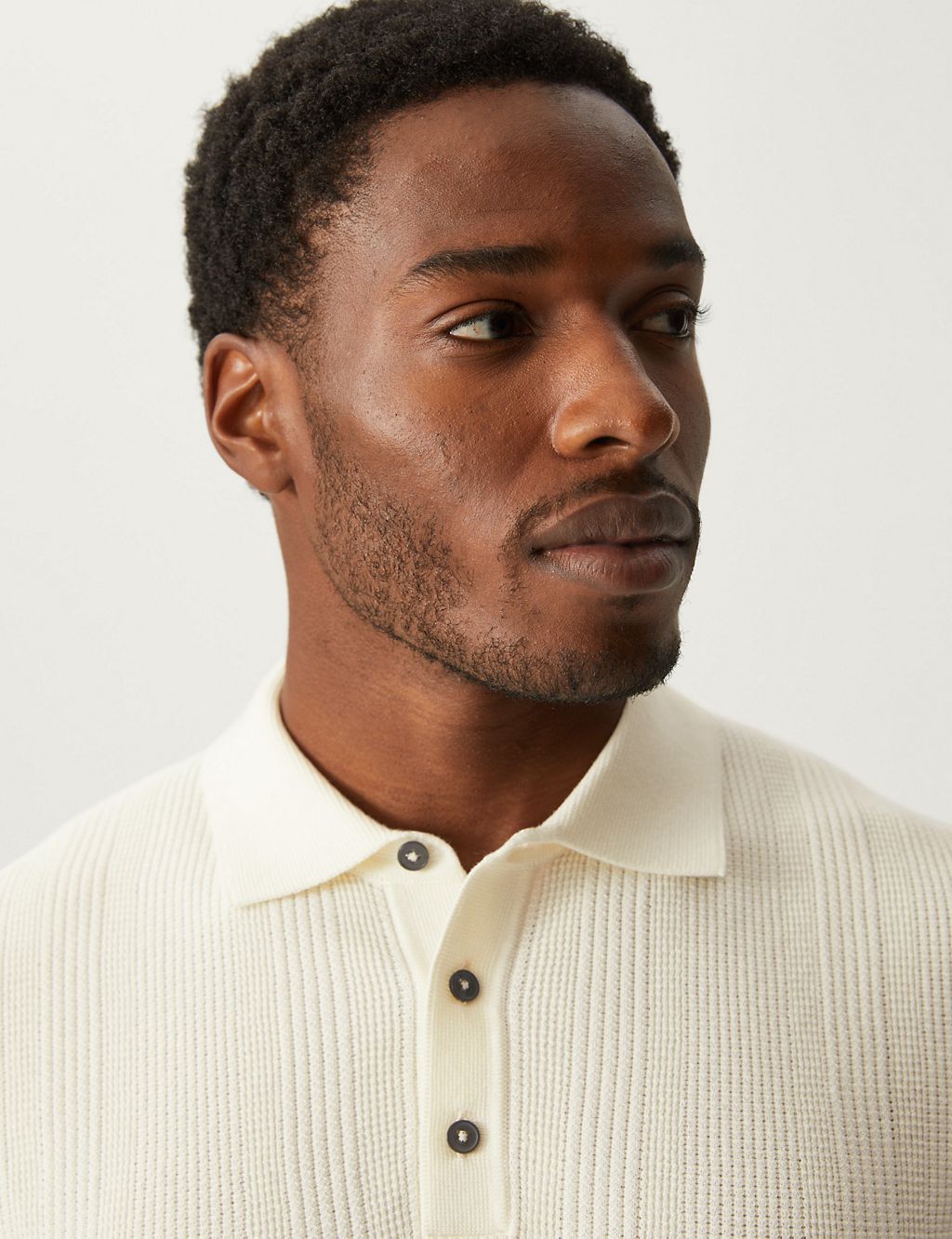 Cotton Rich Textured Knitted Polo Shirt | M&S Collection | M&S