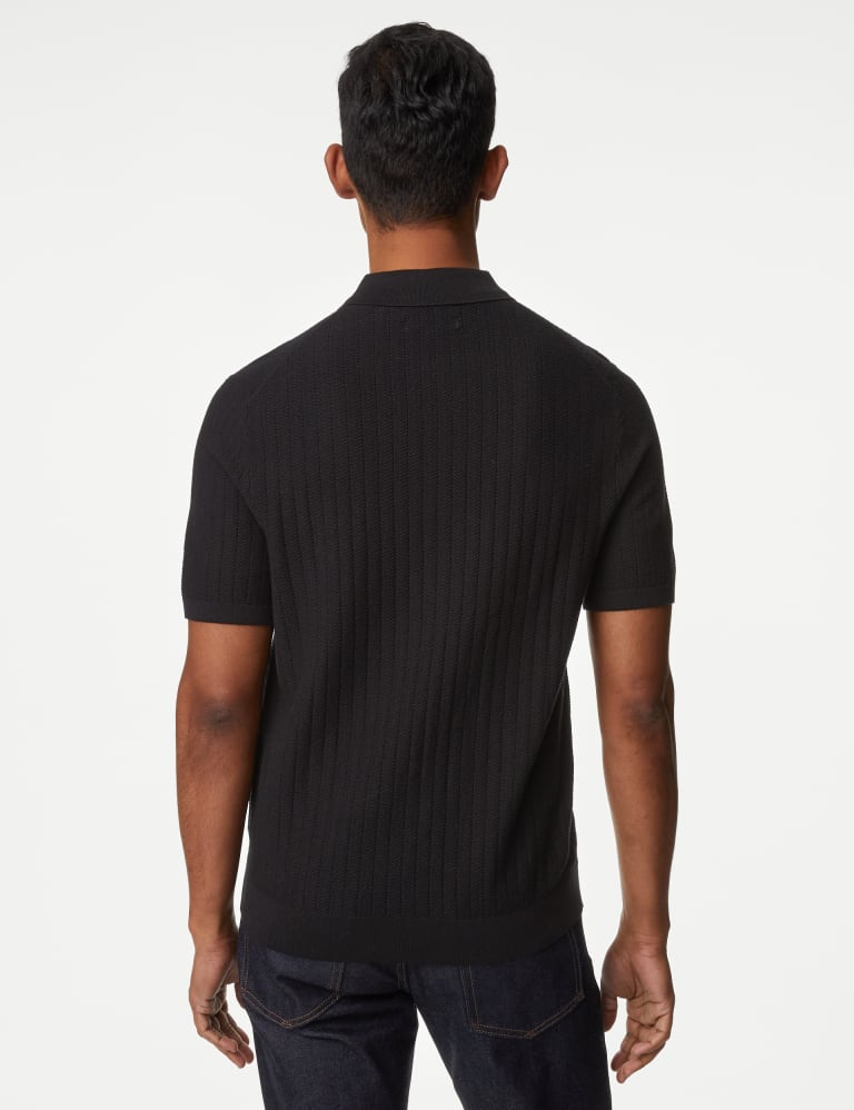 Cotton Rich Textured Knitted Polo Shirt 5 of 5