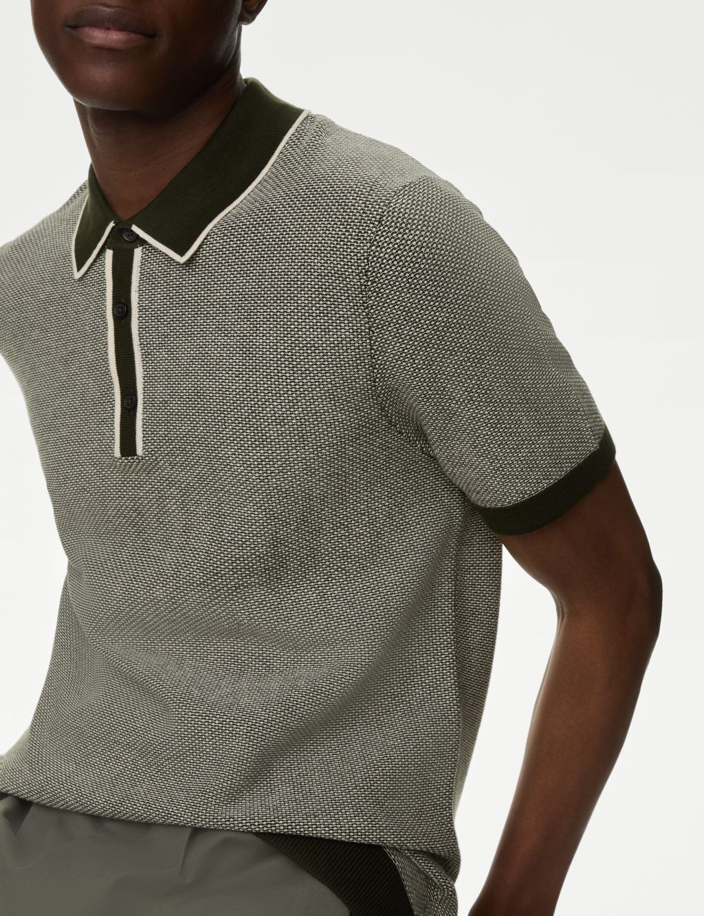 Cotton Rich Textured Knitted Polo Shirt 4 of 5