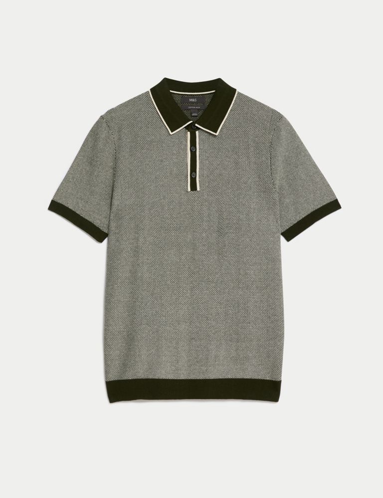 Cotton Rich Textured Knitted Polo Shirt 2 of 5