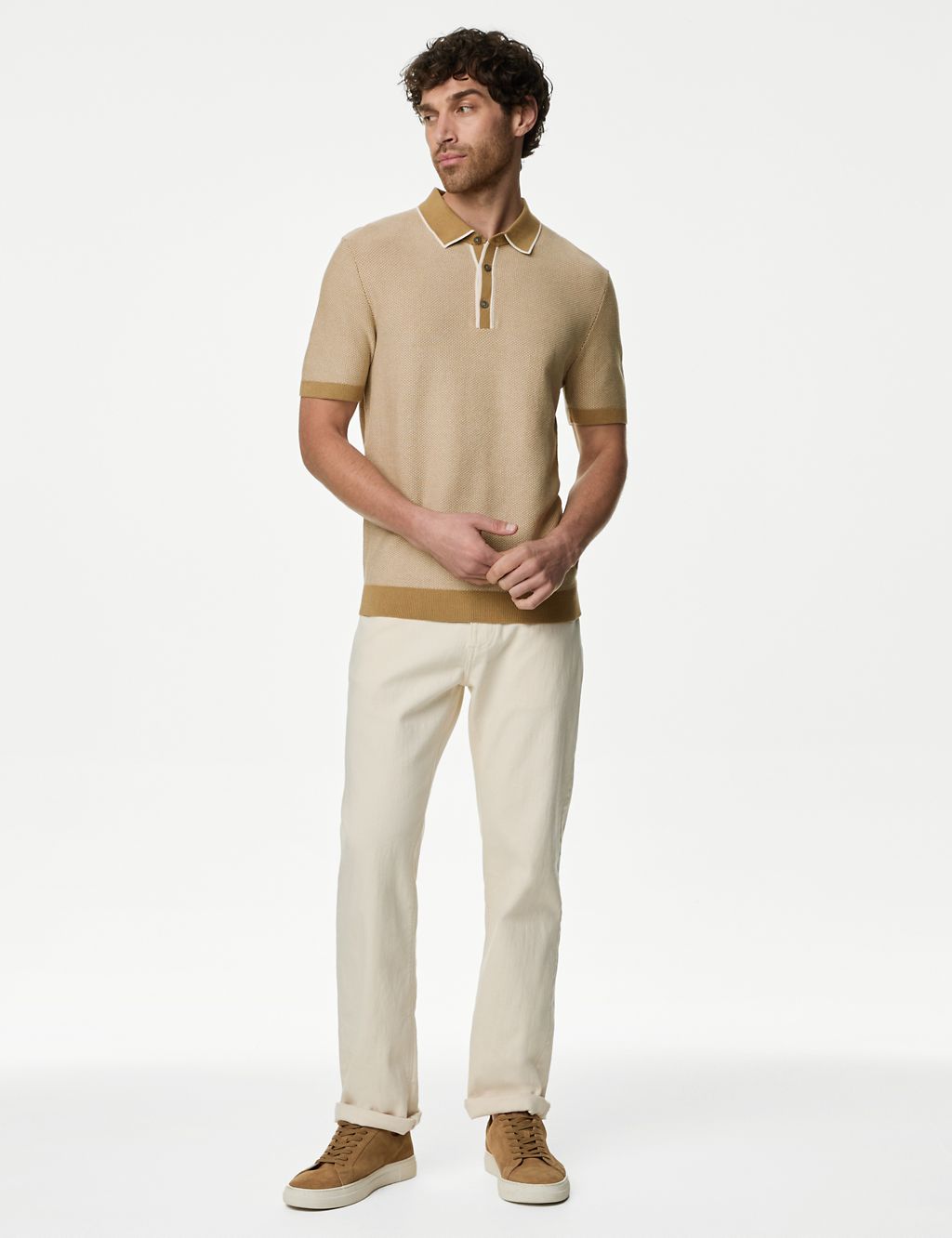 Cotton Rich Textured Knitted Polo Shirt 5 of 5