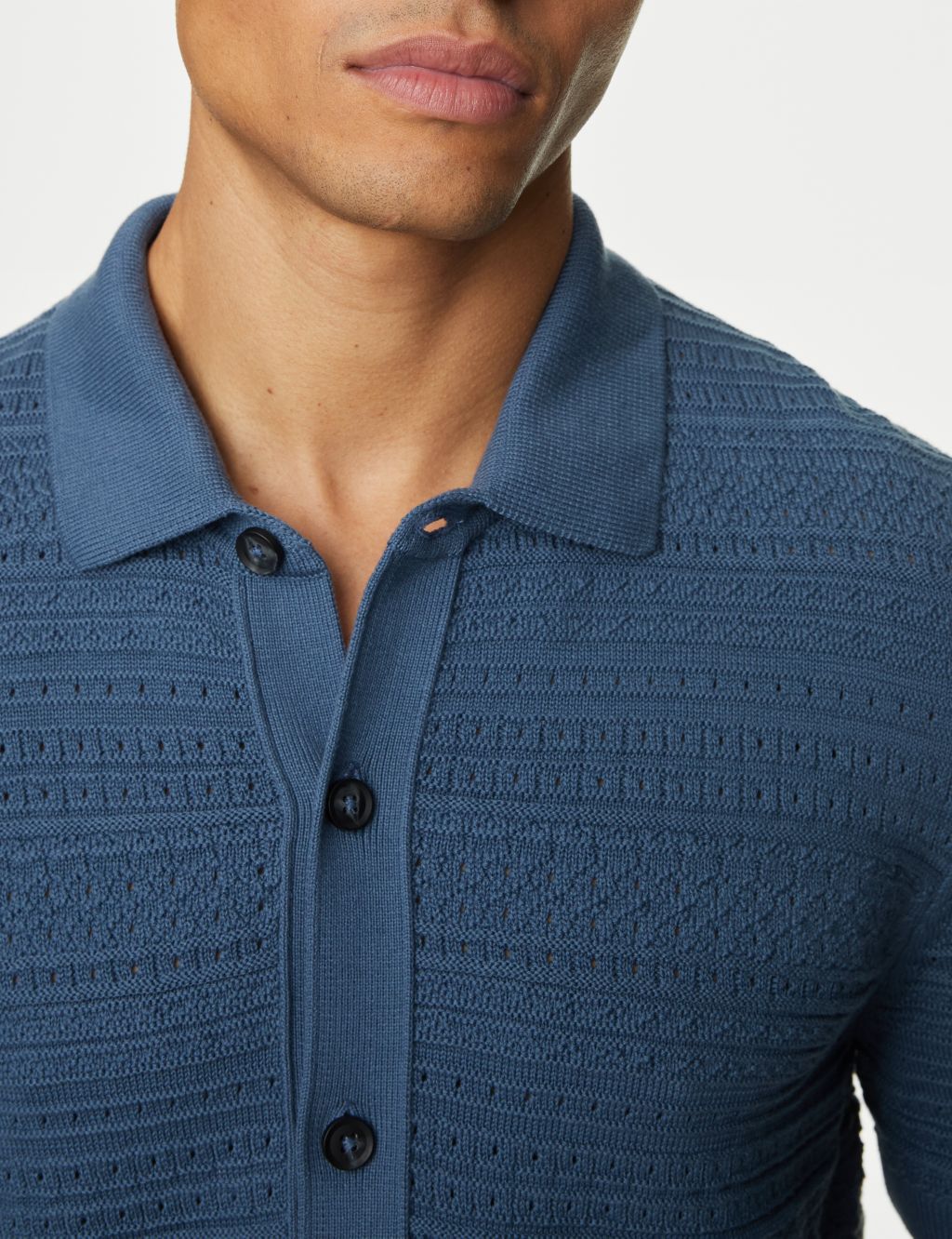 Cotton Rich Textured Knitted Polo Shirt 2 of 6