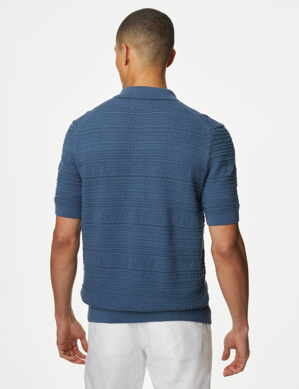 Cotton Rich Textured Knitted Polo Shirt 4 of 6