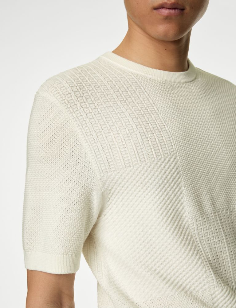 Cotton Rich Textured Knitted T-Shirt 4 of 7