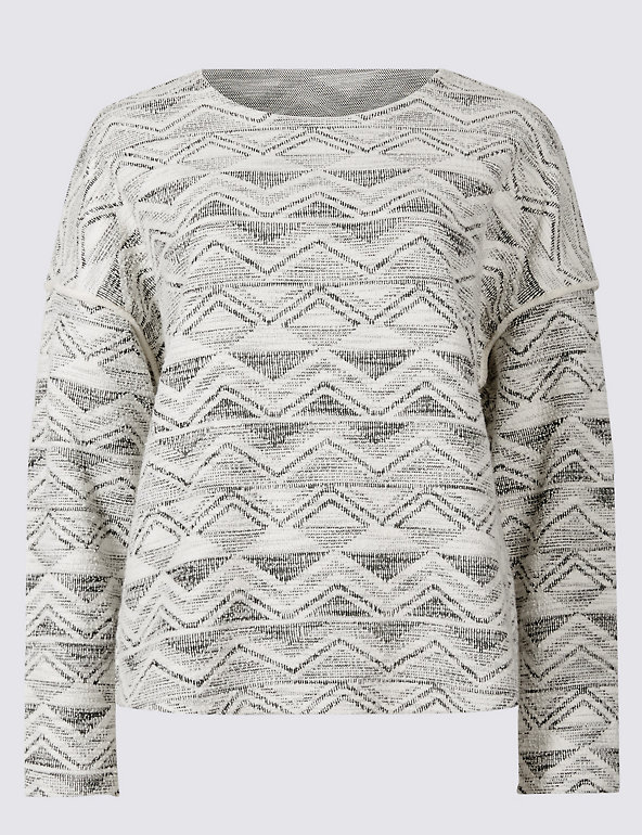 Cotton Rich Textured Long Sleeve Jersey Top Image 1 of 2