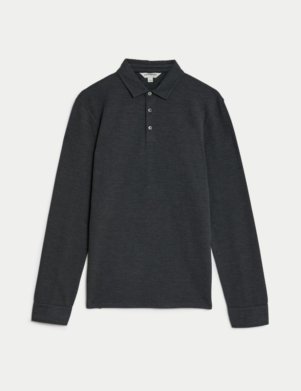 Cotton Rich Textured Long Sleeve Polo Shirt | Autograph | M&S