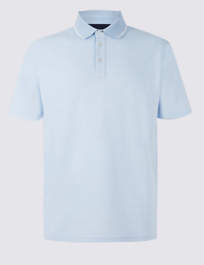 Cotton Rich Textured Polo Shirt Image 2 of 4