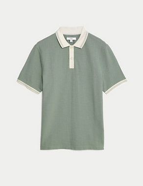 Cotton Rich Textured Polo Shirt Image 2 of 5