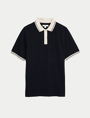 Cotton Rich Textured Polo Shirt Image 2 of 5