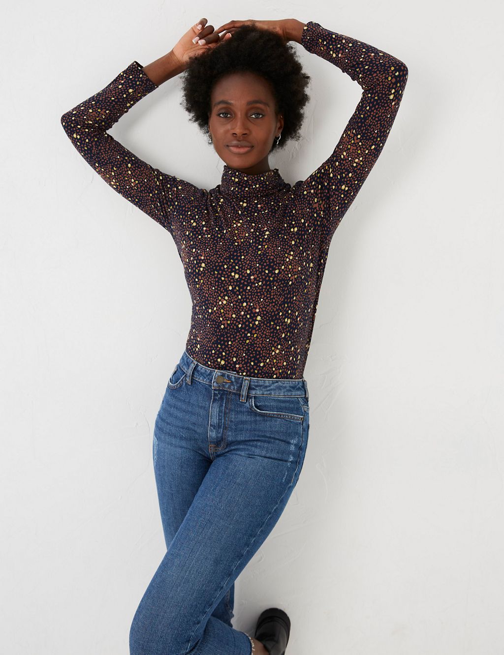 Cotton Rich Textured Printed Long Sleeve Top 3 of 4
