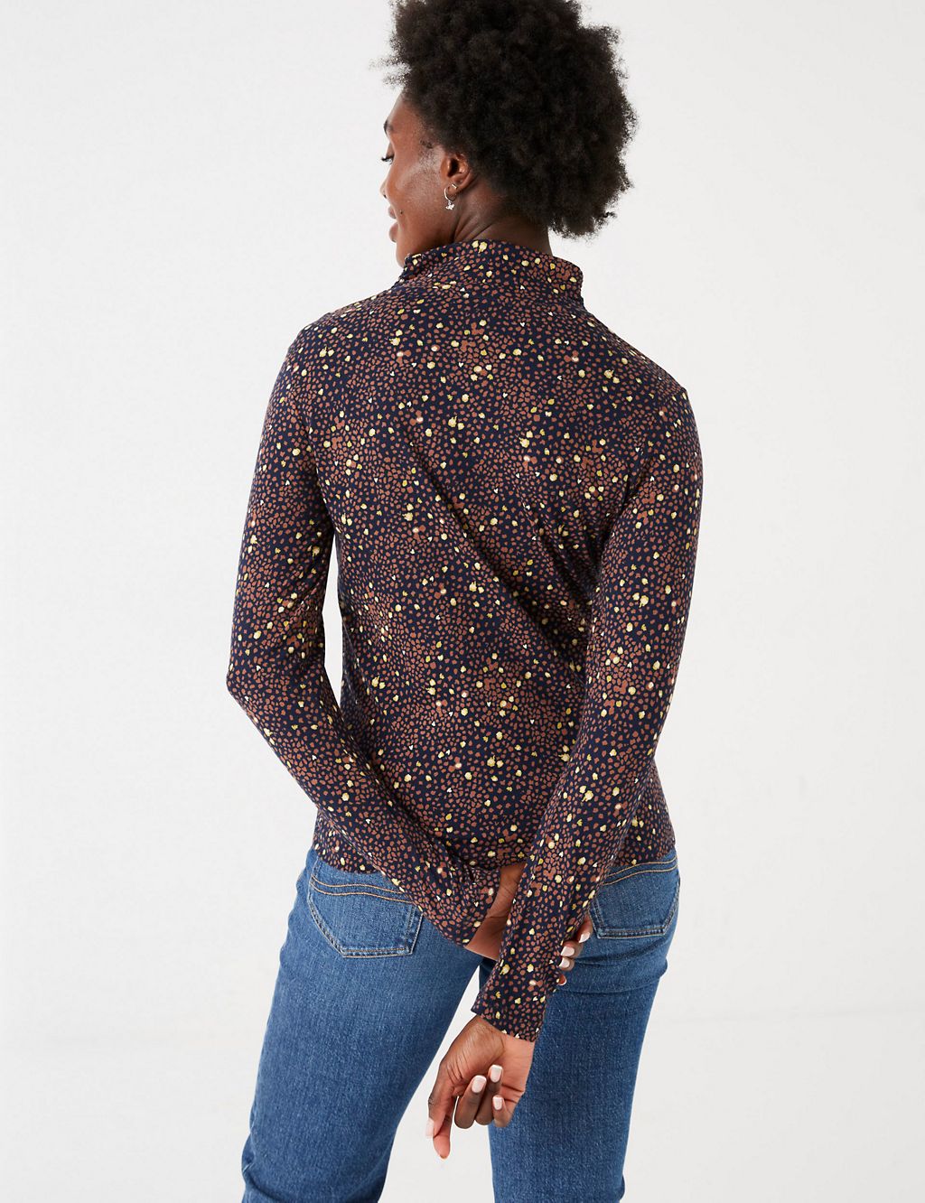Cotton Rich Textured Printed Long Sleeve Top 4 of 4