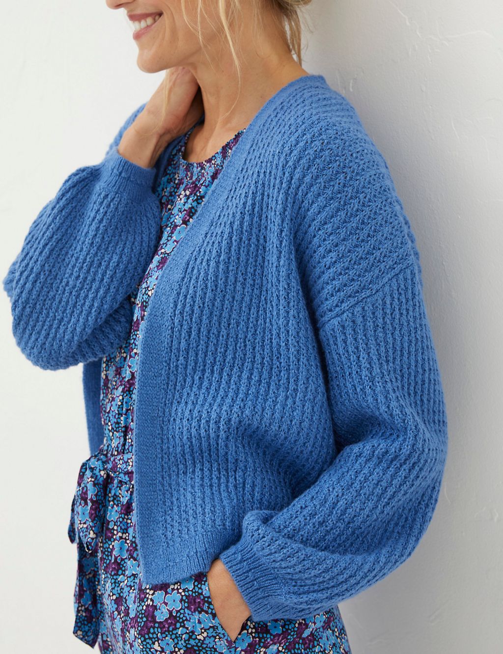 Cotton Rich Textured Ribbed Cardigan 4 of 5